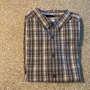 Columbia Mens Long sleeve button down dress-Shirt Grey White black charcoal gray